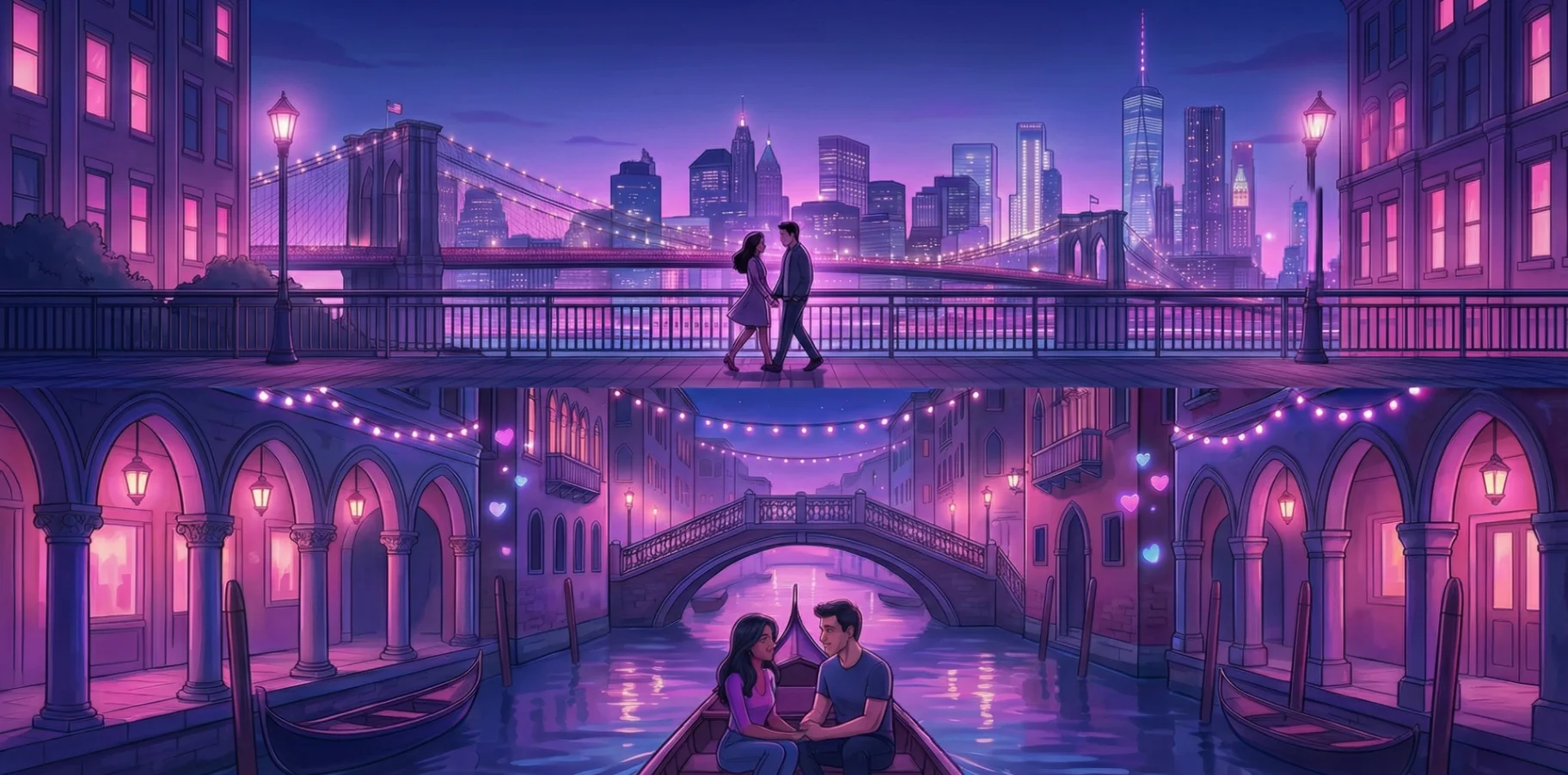 City date spot locations - exploring romantic urban venues together