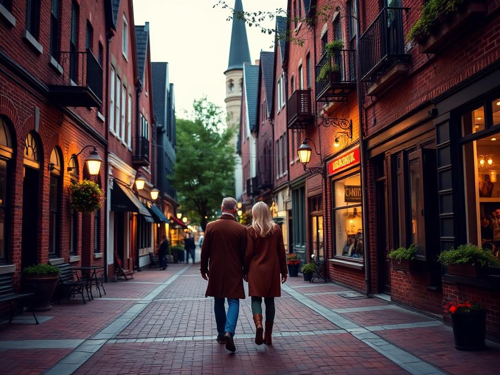 Couples dining and enjoying historic neighborhoods in Columbus - romantic restaurants and local cuisine perfect for date nights