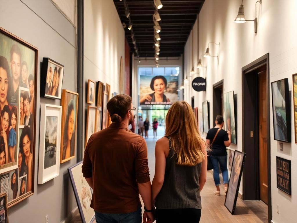 Romantic couple enjoying arts & culture scene in Columbus - perfect date planning destination with stunning city views and intimate atmosphere