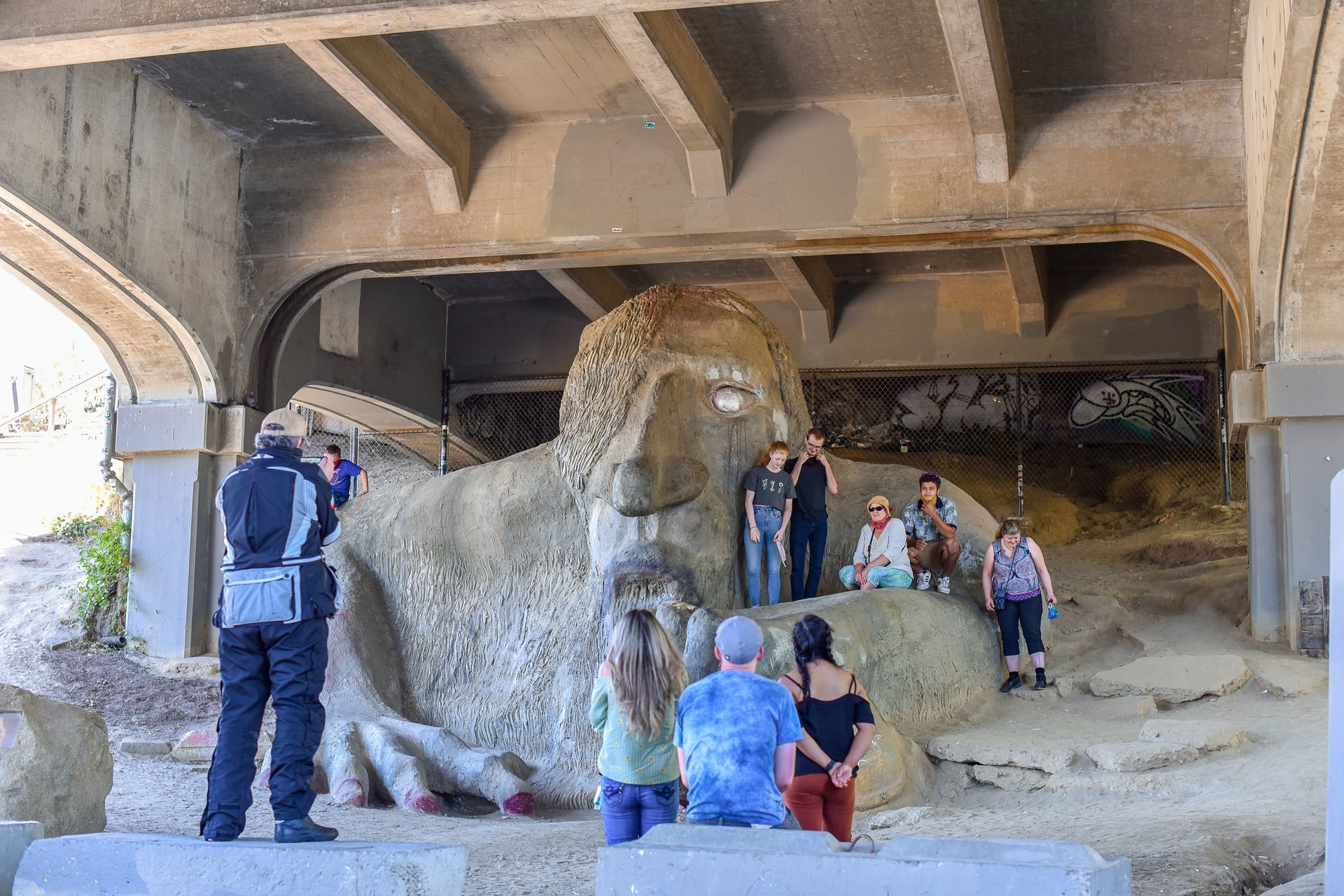 Fremont Troll sculpture under Aurora Bridge