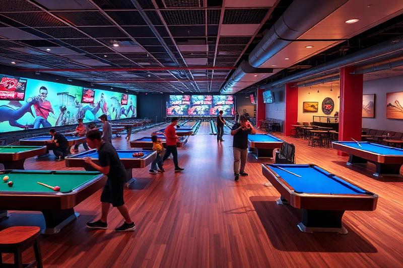 Romantic bowling date atmosphere