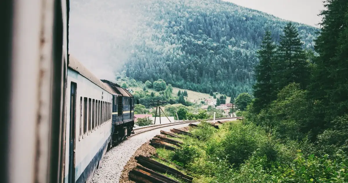 Georgetown Loop Railroad narrow-gauge train winding through Colorado mountains