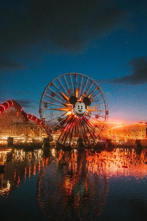Romantic couple enjoying the disney elephant in the room in Anaheim - perfect date planning destination with stunning city views and intimate atmosphere