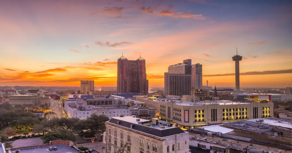 The Alamo and Alamo Plaza in downtown San Antonio