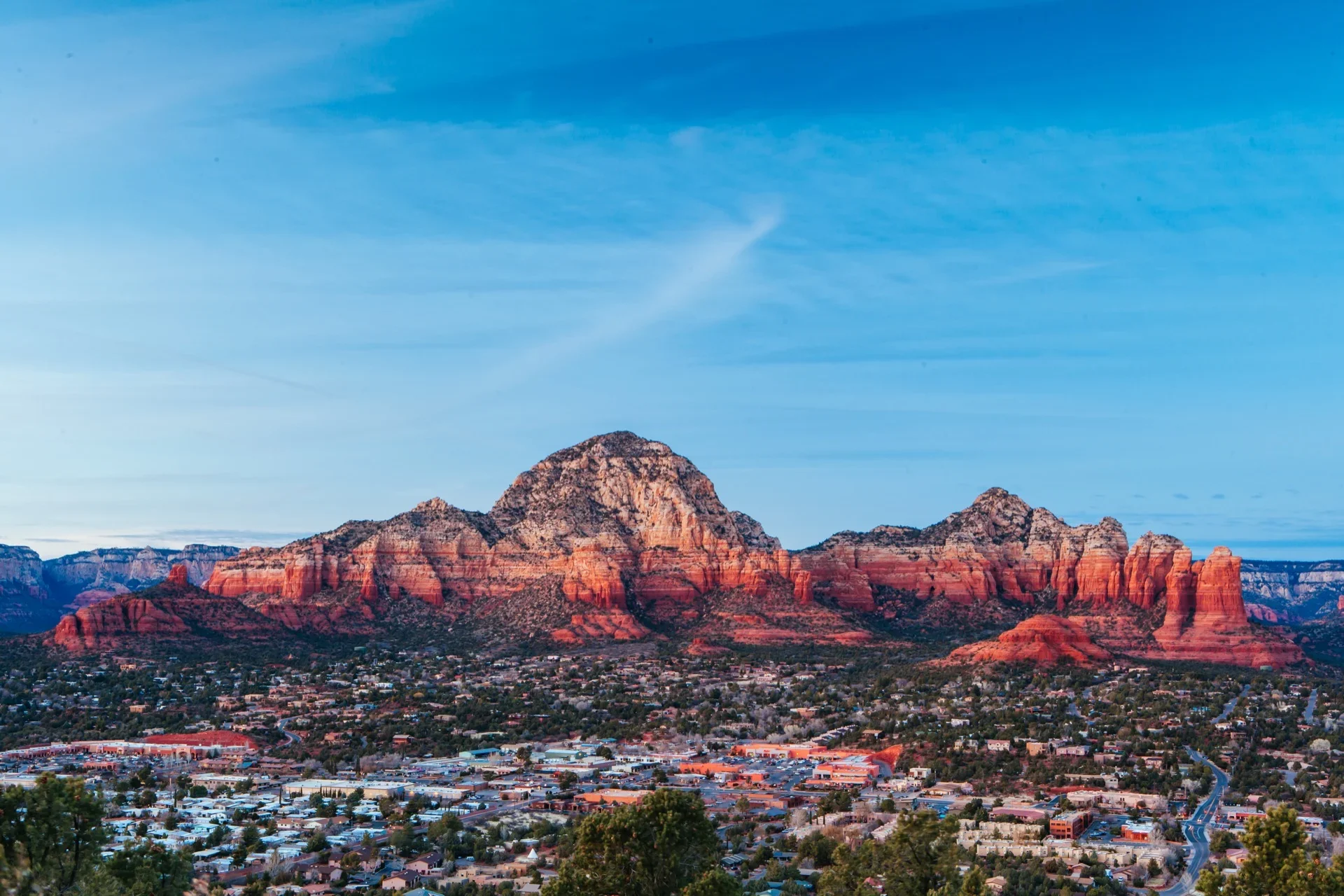 Chapel of the Holy Cross built into the red rock cliffs in Sedona