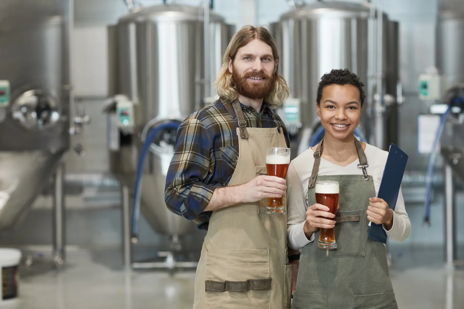 Couple on a brewery tour at Karbach Brewing in Houston