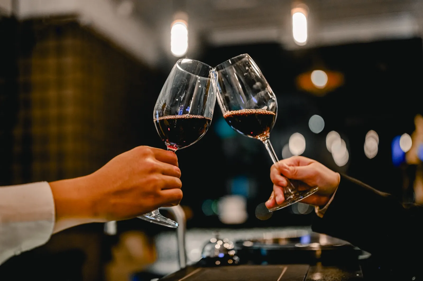 Couple doing a wine tasting at a Strip restaurant in Las Vegas