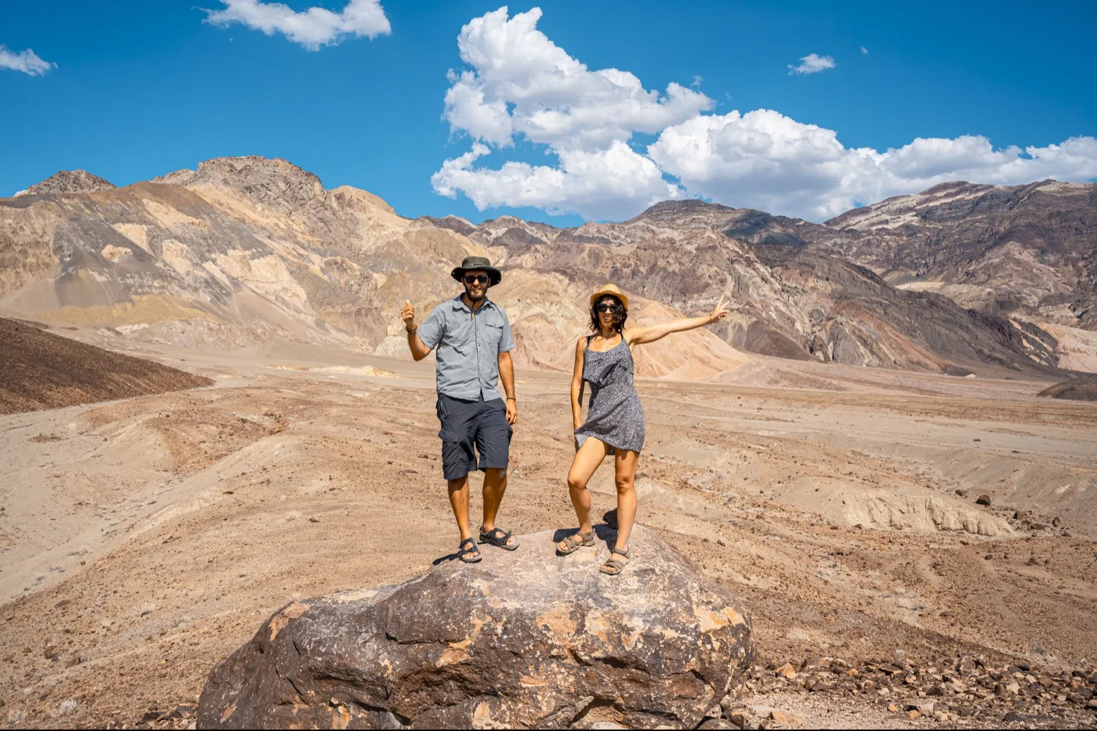 Couple walking through Desert Botanical Garden in Phoenix