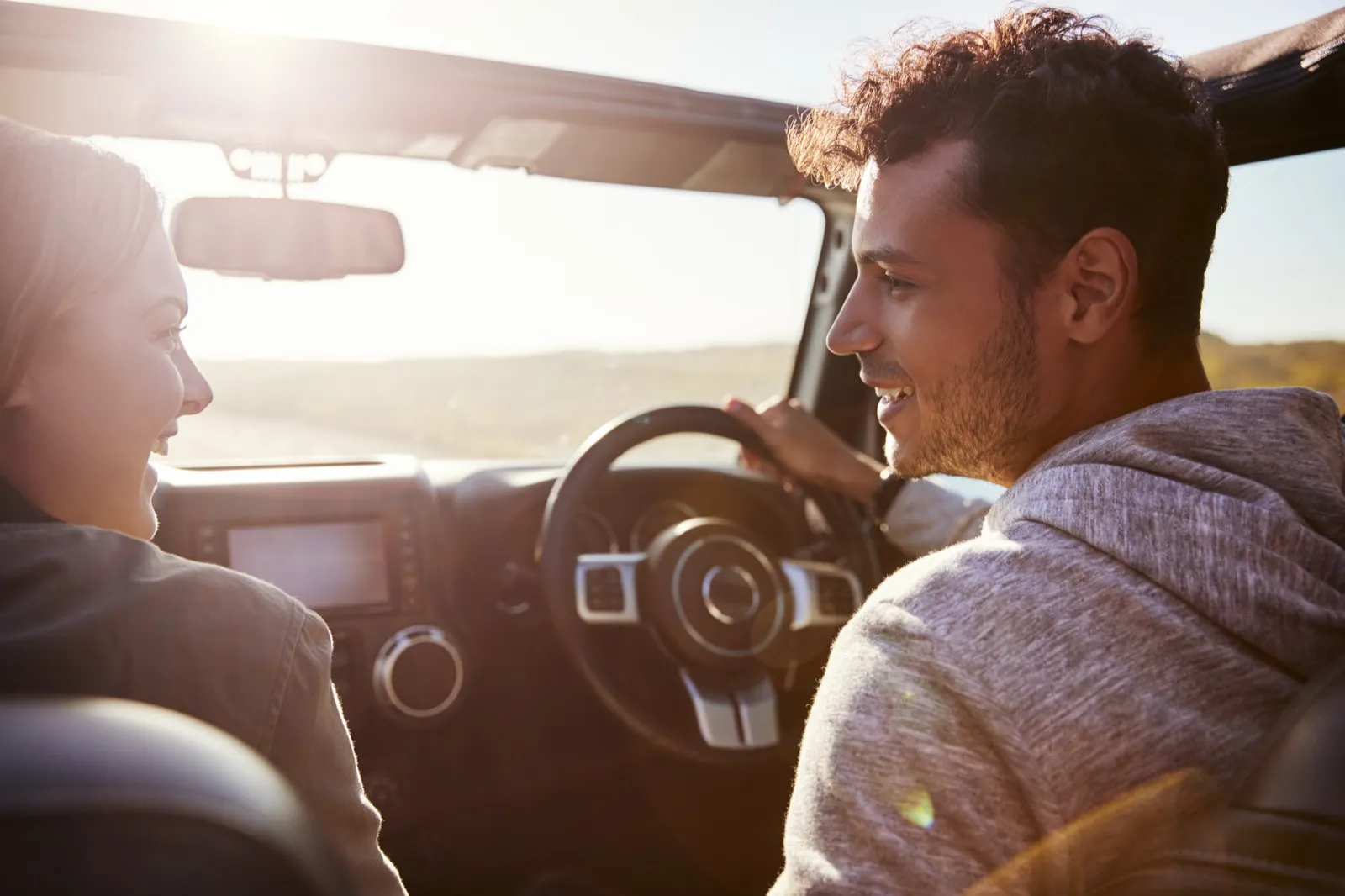 Couple on spontaneous road trip adventure