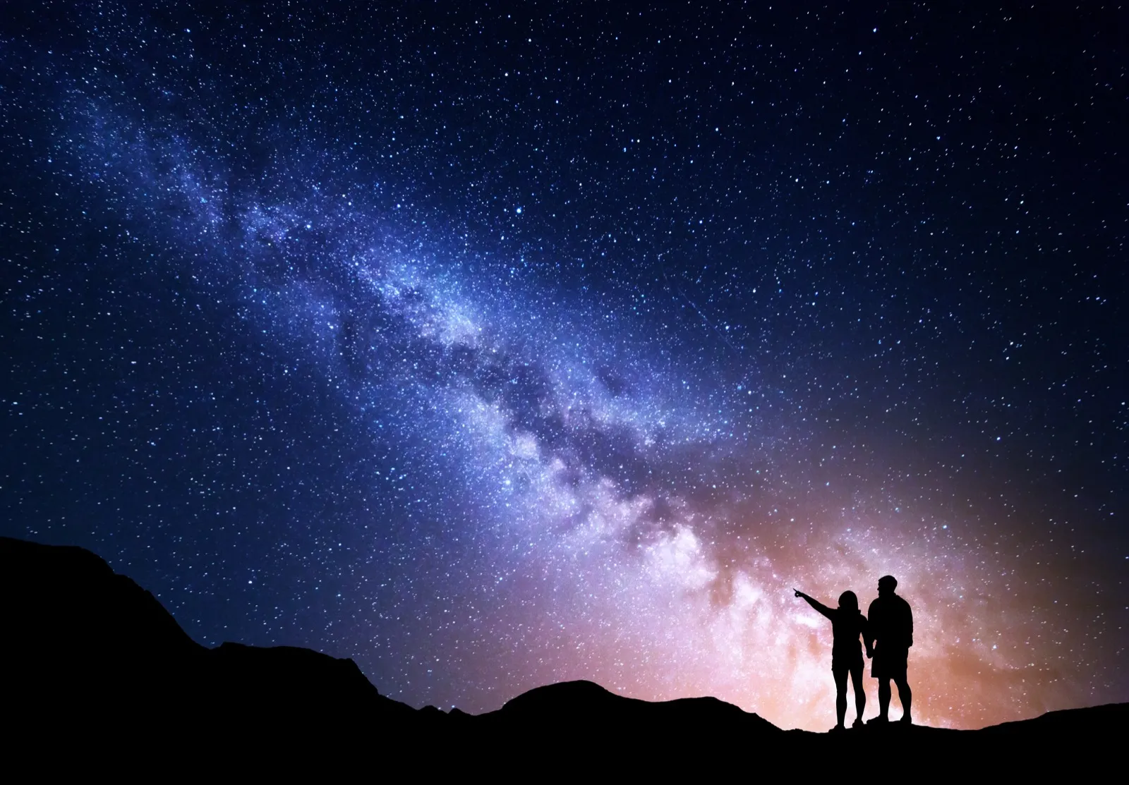 Stargazing at Arabia Mountain with rock formations under night sky