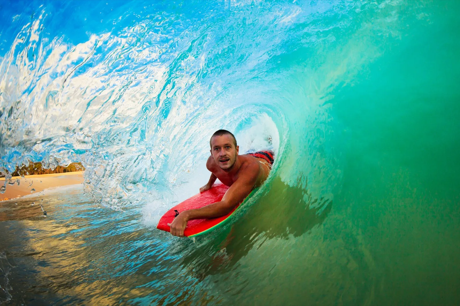 Massive waves breaking at Pipeline on Oahu's North Shore