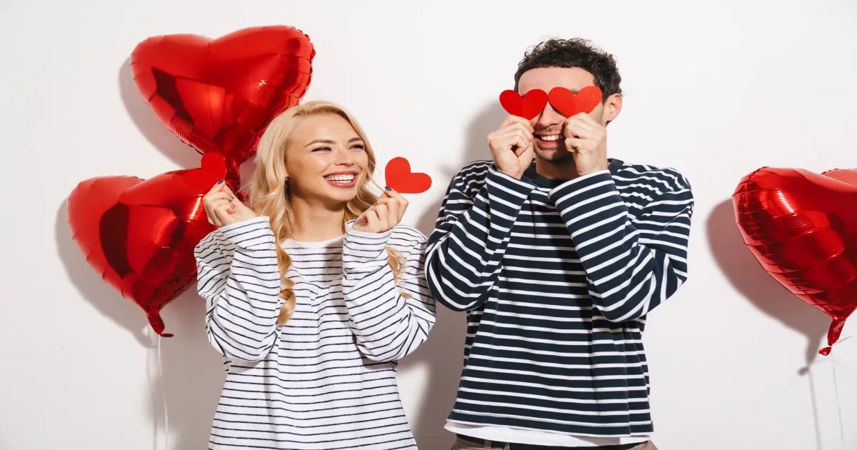 Happy couple celebrating intimate Valentine's Day date