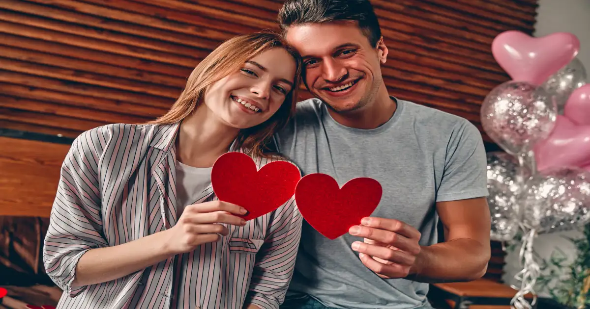 Loving couple celebrating Valentine's Day together