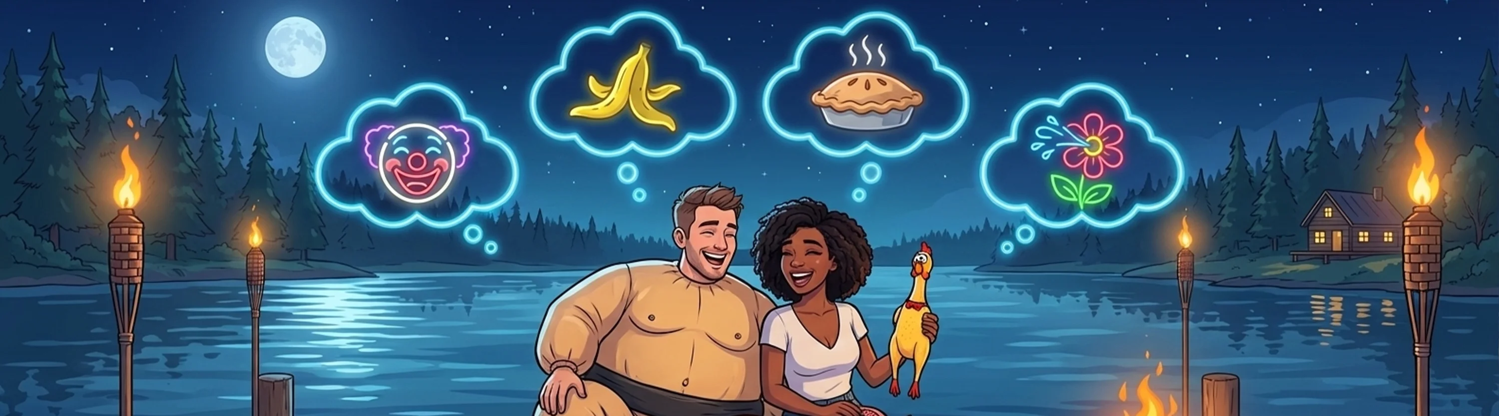 Couple laughing together while asking fun and playful questions on a date night