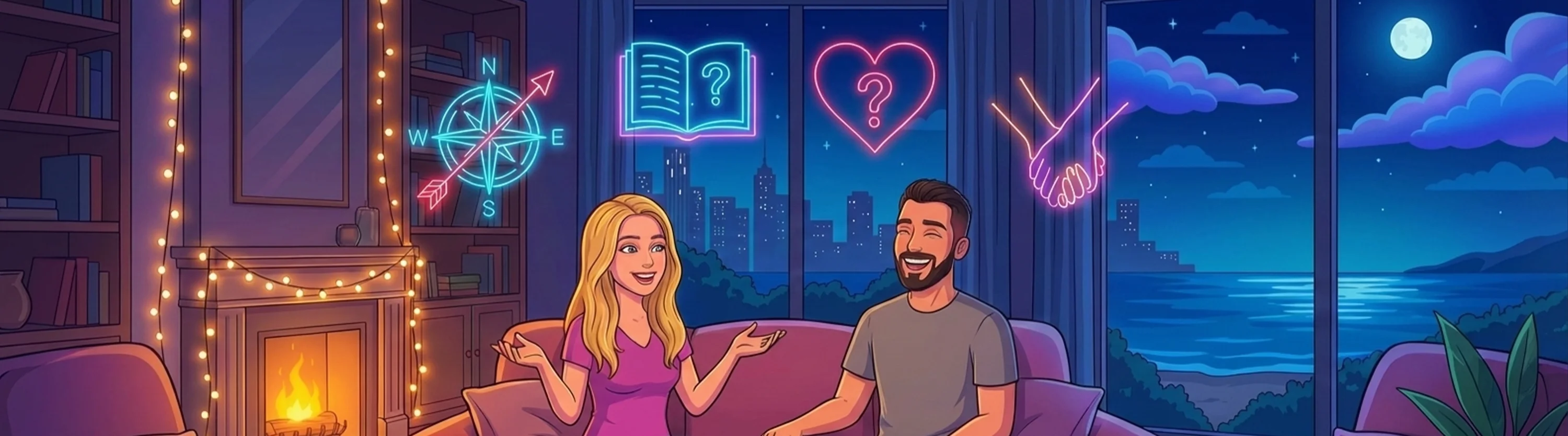 Romantic couple asking honest questions that bring them closer together